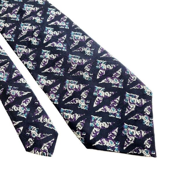 Robert Talbott Best Of Class Nordstrom Blue Purple Teal Print Geometric Silk Tie - Picture 1 of 7